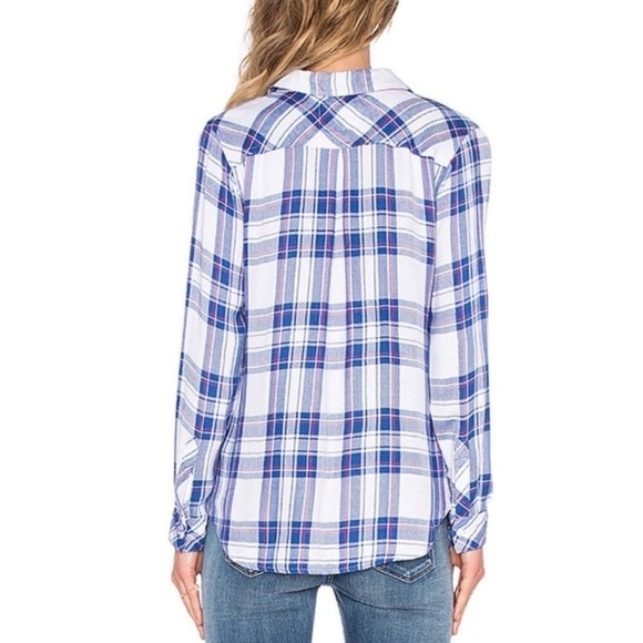 Rails Hunter Plaid Shirt Small Button Down Long Sleeve White Blue Raspberry Soft - Picture 2 of 13